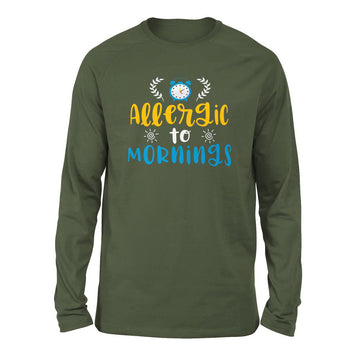 Allergic To Mornings Men/Unisex Drop Shoulder Sweatshirt in Military Green color